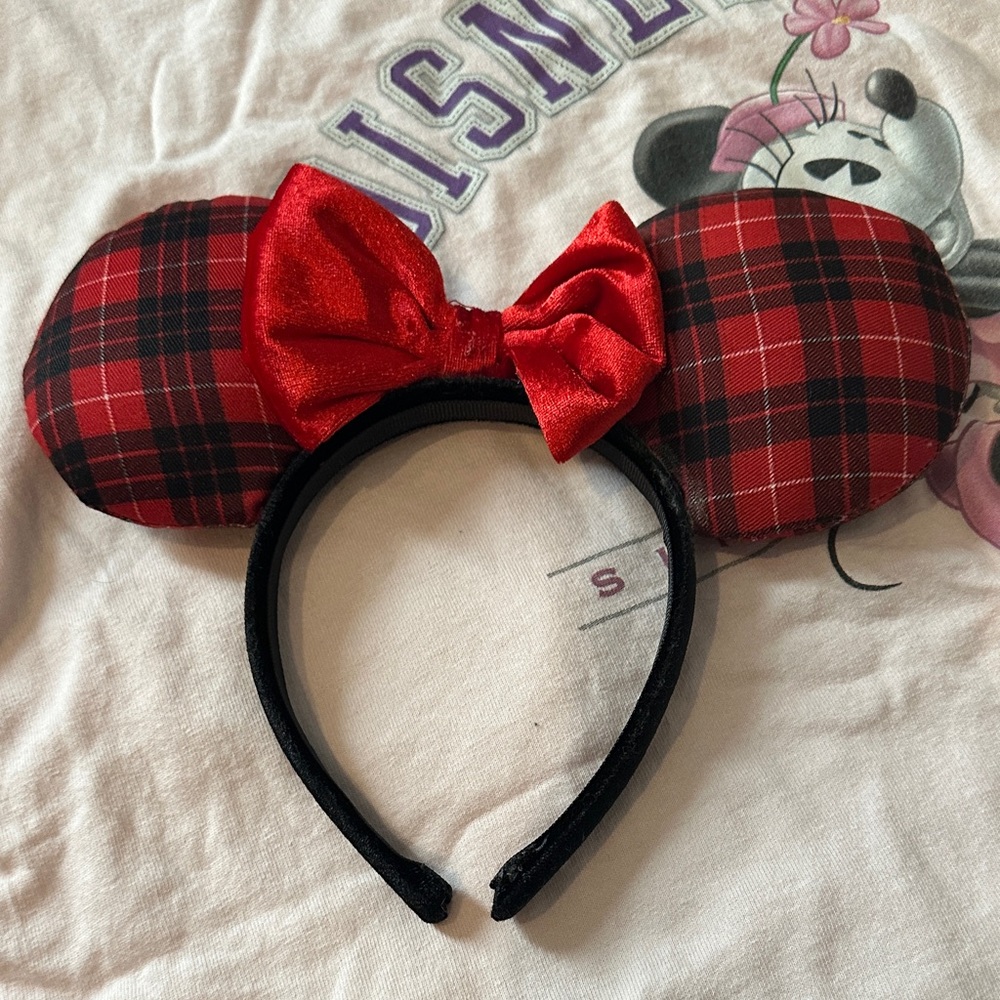 Disney Red and Black Plaid Ears Headband
